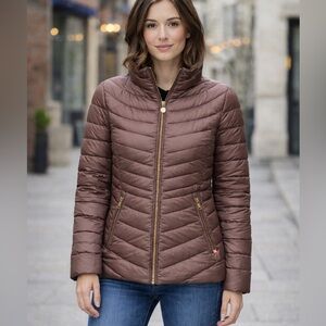 Bernardo Primaloft Packable Puffer Jacket Brown XS Lightweight Hooded Coat